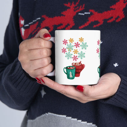 Colorful Snowflake Christmas Mug, Colorful Snowflake Mug, Winter Flake Coffee Mug, Winter Snowflake Coffee Mug, Holiday Snowflake Mug.