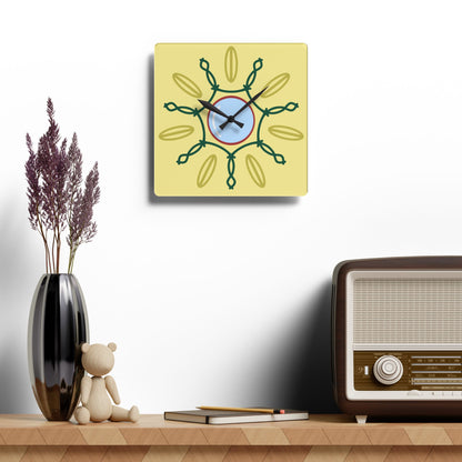 Round Geometric Wall Clock, Abstract Acrylic Wall Clock, Artistic Wall Clock, Boho Wall Clock, Colorful Wall Clock, Geometric Wall Clock