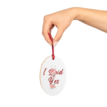 Romantic Engagement Ornament Magnet, Valentine Proposal Keepsake, Cute Holiday Wedding Favor,Wooden Bridal Announcement Gift,Proposal Decor