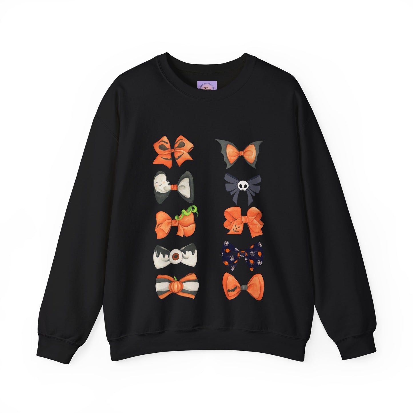 Decorated Halloween Bow Sweatshirt, Horror Bow Sweatshirt, Fall Halloween Sweatshirt, Autumn Coquette Bow Sweatshirt, Spooky Bow Sweatshirt, Coquette Halloween Bow Sweatshirt, Halloween Sweatshirt, Coquette Fall Sweatshirt