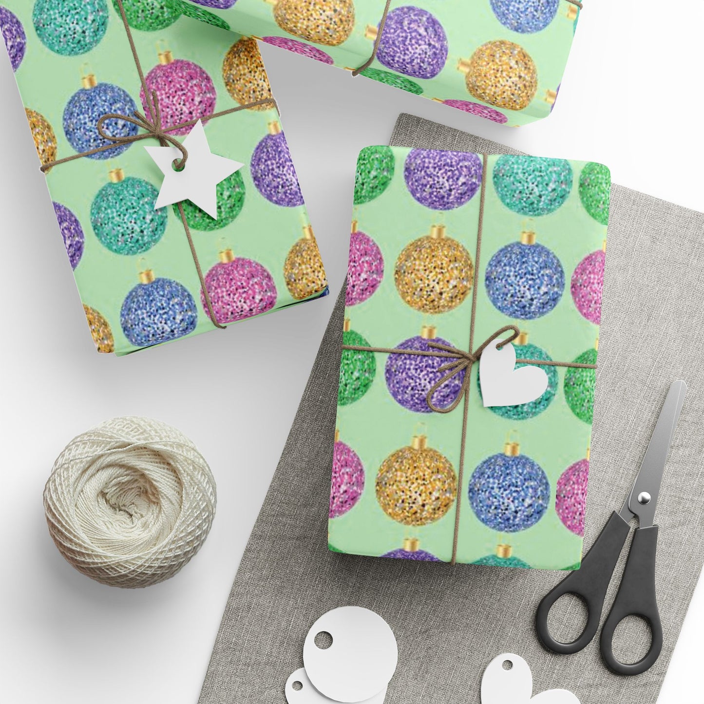 Christmas Bulb Wrapping Paper, Colorful Ornament Design Paper, Colorful Holiday Wrapping, Colorful Ornament Paper, Holiday Ornament Gift Wrap, Ornament Holiday Wrap, Ornament Wrap Paper, Merry Christmas Wrapping Paper