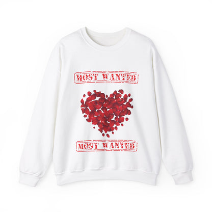 Most Wanted sweatshirt, Valentine Red Petal Heart Sweatshirt, Valentine's Day Heart Crewshirt,  Petal Sweatshirt, Valentine's Day Petal Sweatshirt,  Red rose heart Sweatshirt