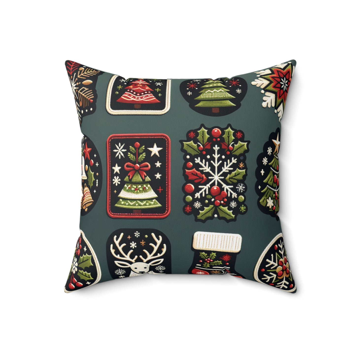 Christmas Cookie Pillow, Holiday Treat Cushion, Festive Christmas Tree & Holly Decor, Cozy Winter Throw Pillow, Whimsical Holiday Accent