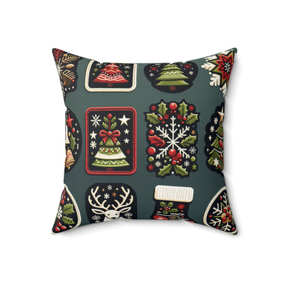 Christmas Cookie Pillow, Holiday Treat Cushion, Festive Christmas Tree & Holly Decor, Cozy Winter Throw Pillow, Whimsical Holiday Accent