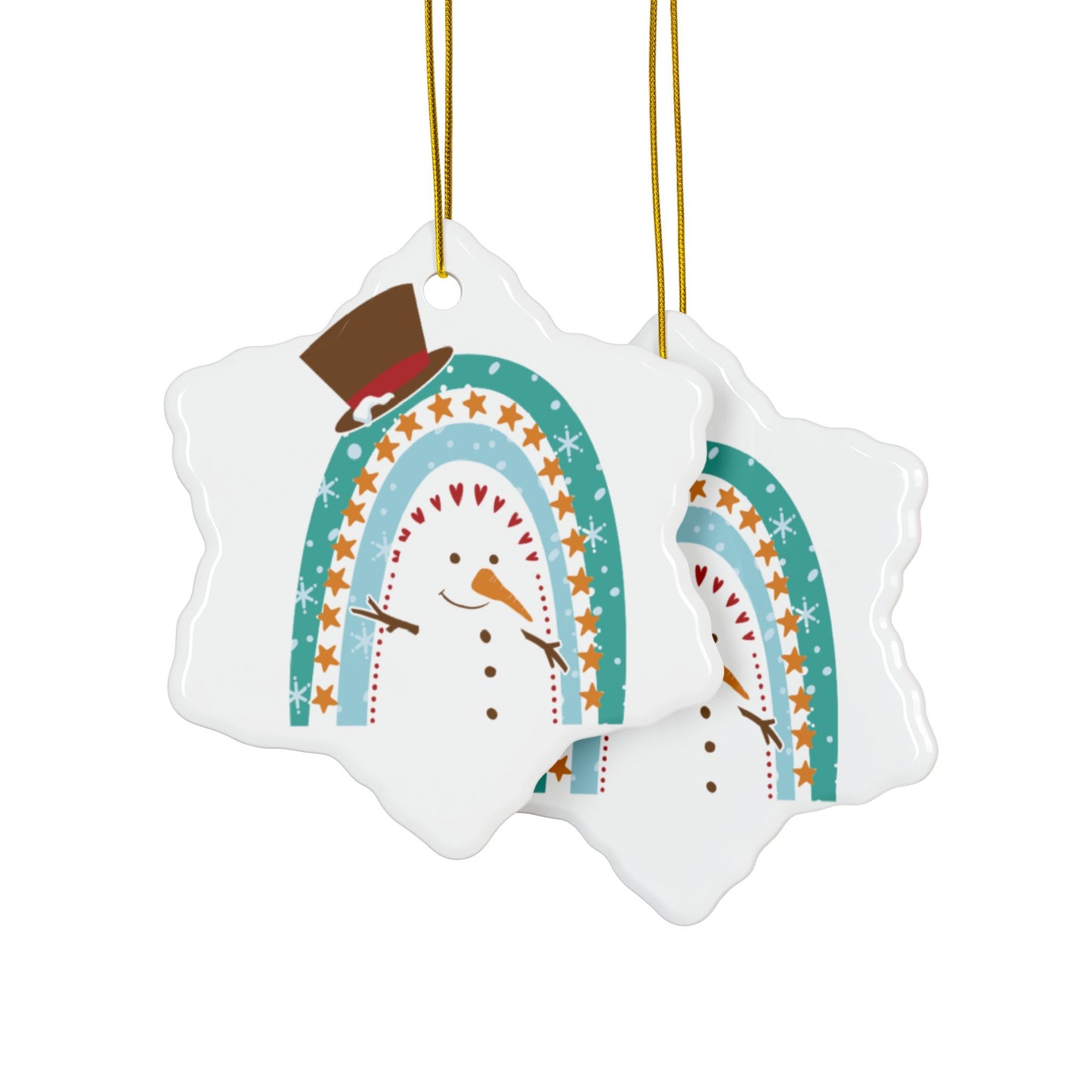 Rainbow Snowman Christmas Ornament