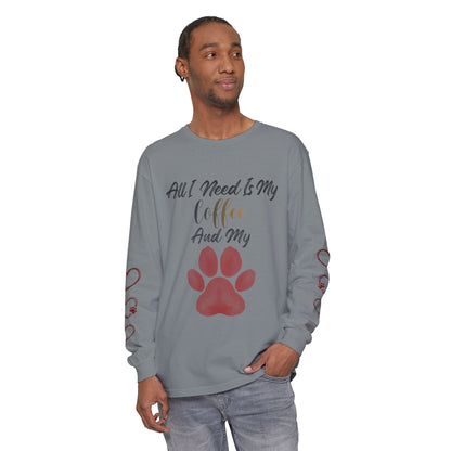 Coffee & Dog Lover Long Sleeve T-Shirt — 'Sweater Heart' Pet Mom Shirt