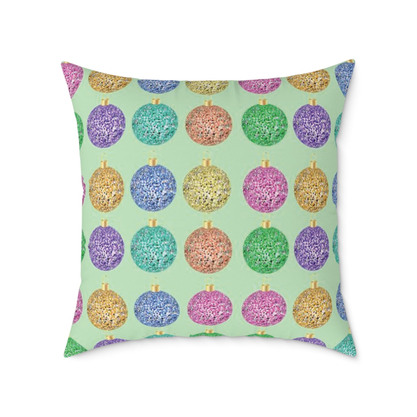 Multicolor Christmas Cushion, Christmas Ornament Cushion, Colorful Holiday Pillow, Ornament Print Pillow, Holiday Themed Throw Pillow, Colorful Christmas Pillow