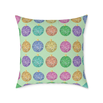 Multicolor Christmas Cushion, Christmas Ornament Cushion, Colorful Holiday Pillow, Ornament Print Pillow, Holiday Themed Throw Pillow, Colorful Christmas Pillow