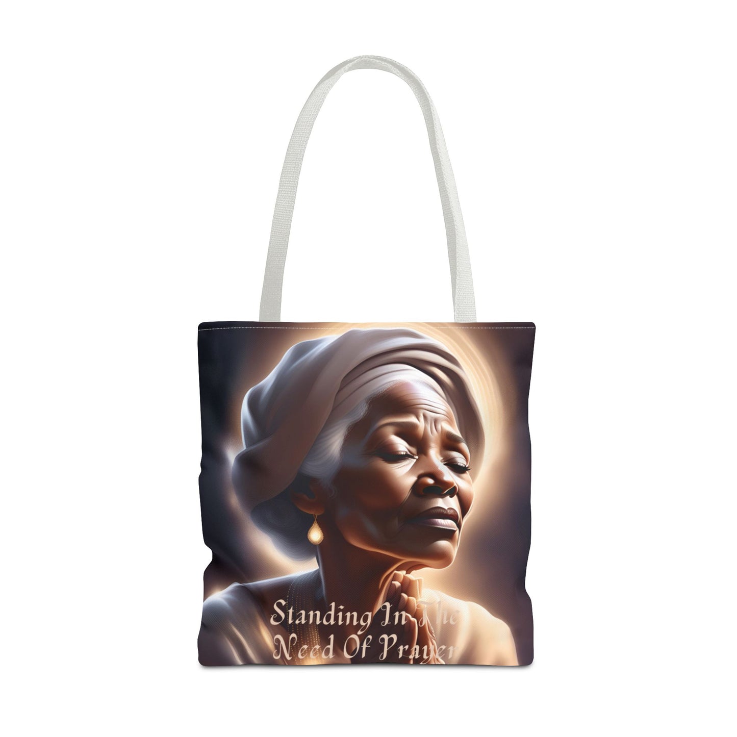 Praying Elderly Woman Tote Bag, African American Prayer Tote, Religious Gift, Inspirational Afrocentric Bag, Black History Month Accessory