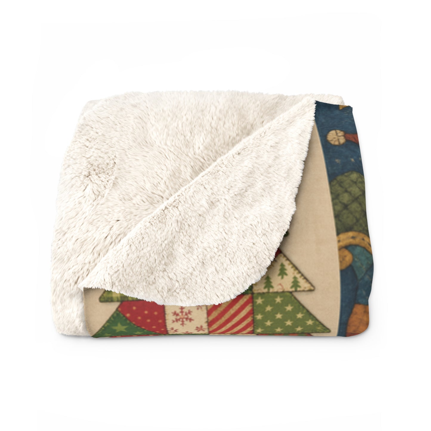 Sherpa Fleece Christmas Blanket, Cozy Holiday Throw,  Patchwork Christmas Decor, Christmas Baby Blanket, Festive Winter Blanket, Holiday Bedding Decor, Nursery Christmas Blanket, Patchwork Holiday Throw