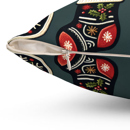 Christmas Cookie Pillow, Holiday Treat Cushion, Festive Christmas Tree & Holly Decor, Cozy Winter Throw Pillow, Whimsical Holiday Accent