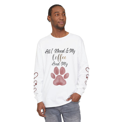 Coffee & Dog Lover Long Sleeve T-Shirt — 'Sweater Heart' Pet Mom Shirt