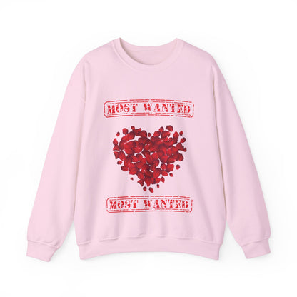 Most Wanted sweatshirt, Valentine Red Petal Heart Sweatshirt, Valentine's Day Heart Crewshirt,  Petal Sweatshirt, Valentine's Day Petal Sweatshirt,  Red rose heart Sweatshirt