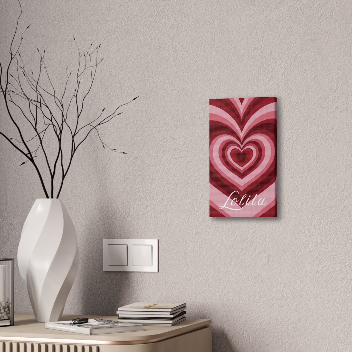 Heart Canvas Wall Art, Love Decor, Personalized Name Sign, Stretched Canvas Print, 0.75 Inch Depth, Customized Heart Design
