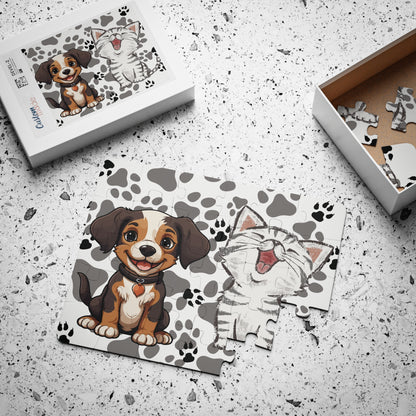 Children Pet Puzzle, Smiling Dog Cat Puzzle, Kids Cat Dog Jigsaw, Dog Cat Puzzle, Fun Animal Jigsaw, Kids Pet Puzzle, Daycare Pet Puzzle.