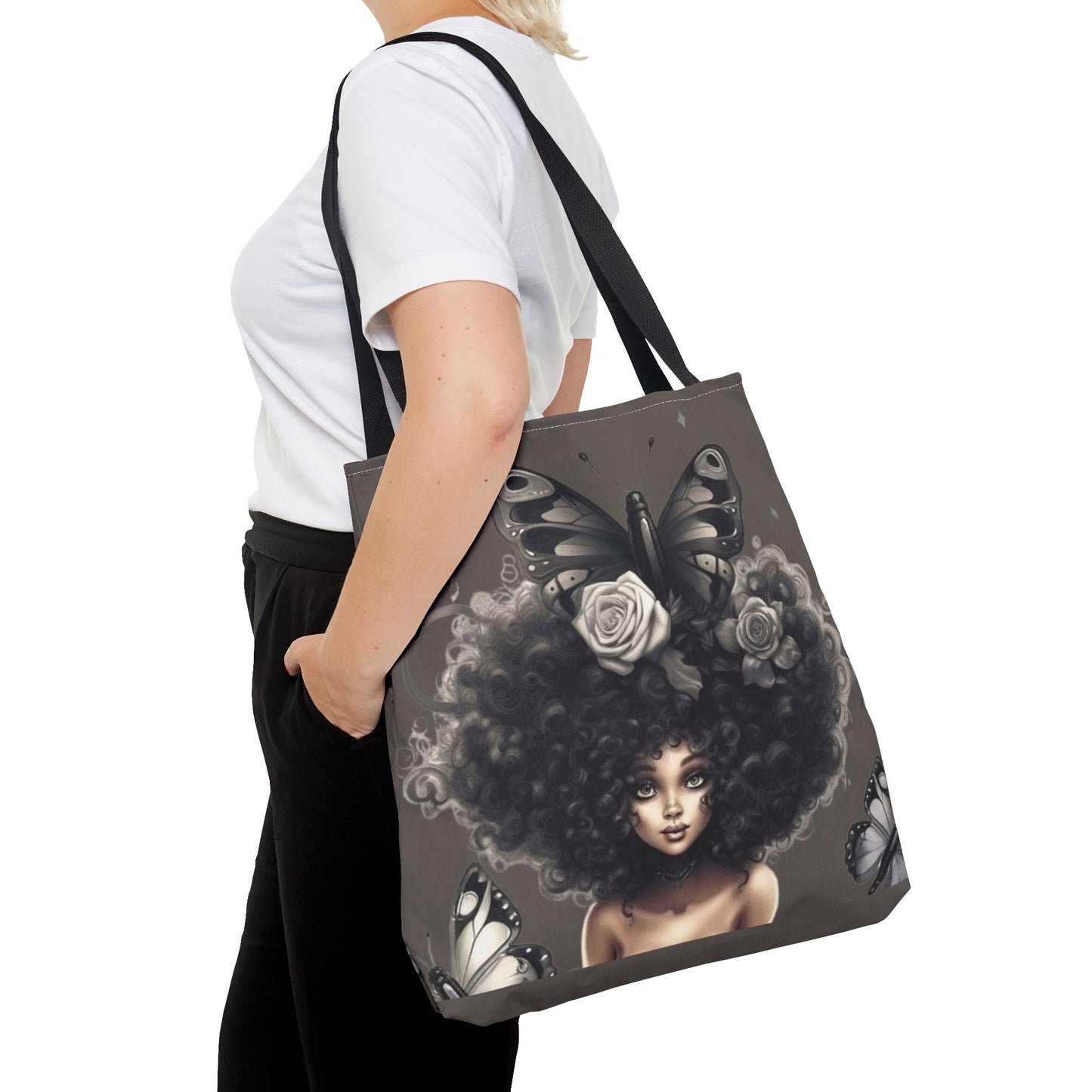 Mystic Woman Tote Bag, Black Women Butterfly Tote, Black Butterfly Women Tote, Mother Butterfly Tote, Black Butterfly Tote, Butterfly Women Tote Bag, African Women Tote Bag