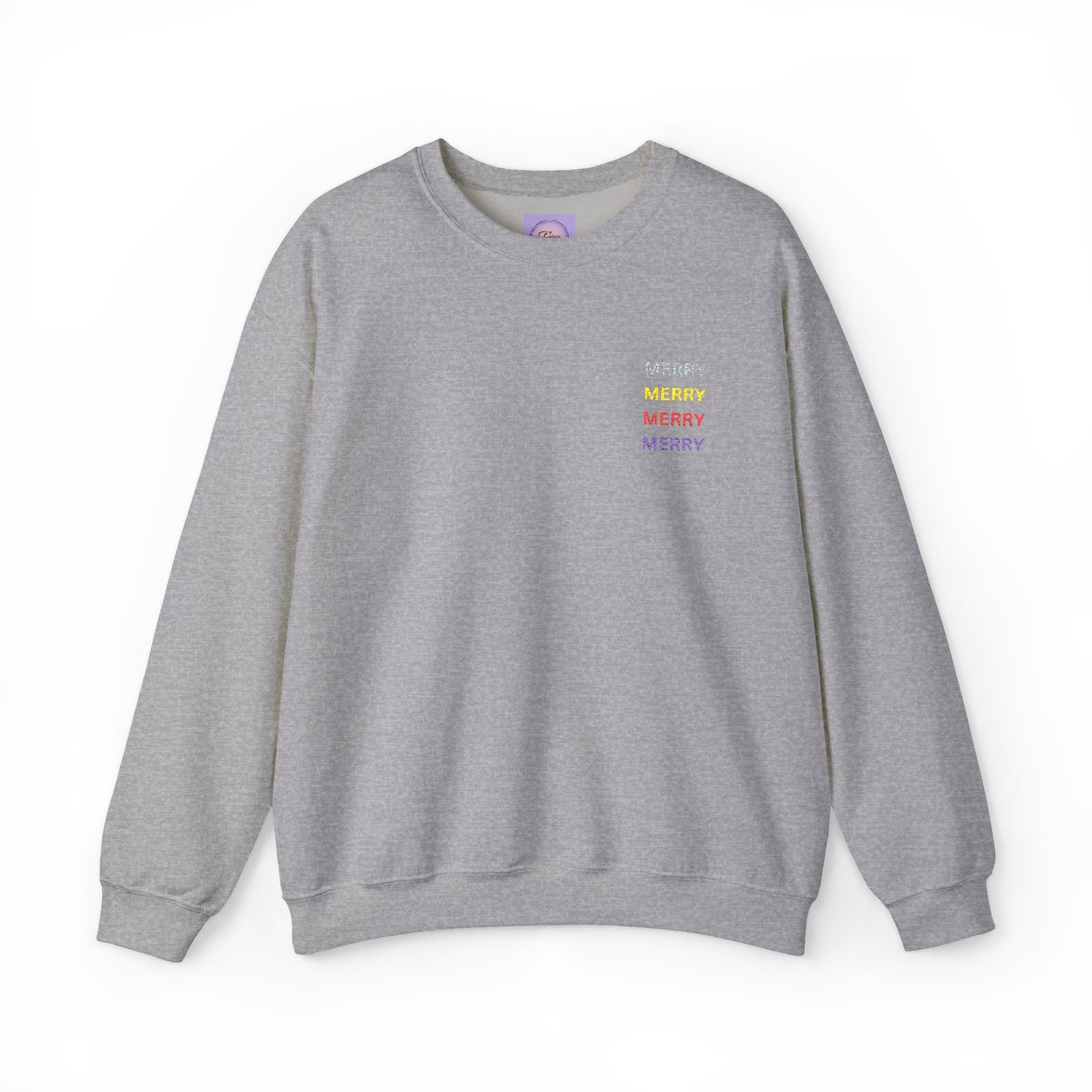 Embroidered Merry Christmas Sweatshirt, Retro Holiday Pullover, Colorful Merry Graphic Crewneck, Cozy Christmas Gift, Festive Winter Sweater