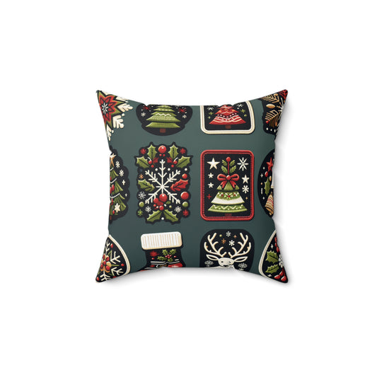 Christmas Cookie Pillow, Holiday Treat Cushion, Festive Christmas Tree & Holly Decor, Cozy Winter Throw Pillow, Whimsical Holiday Accent