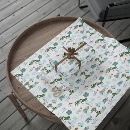 Wonderland Wrapping Paper Roll Snowman Winter Fun Gift Wrap Holiday Christmas Presents Children Festive Party
