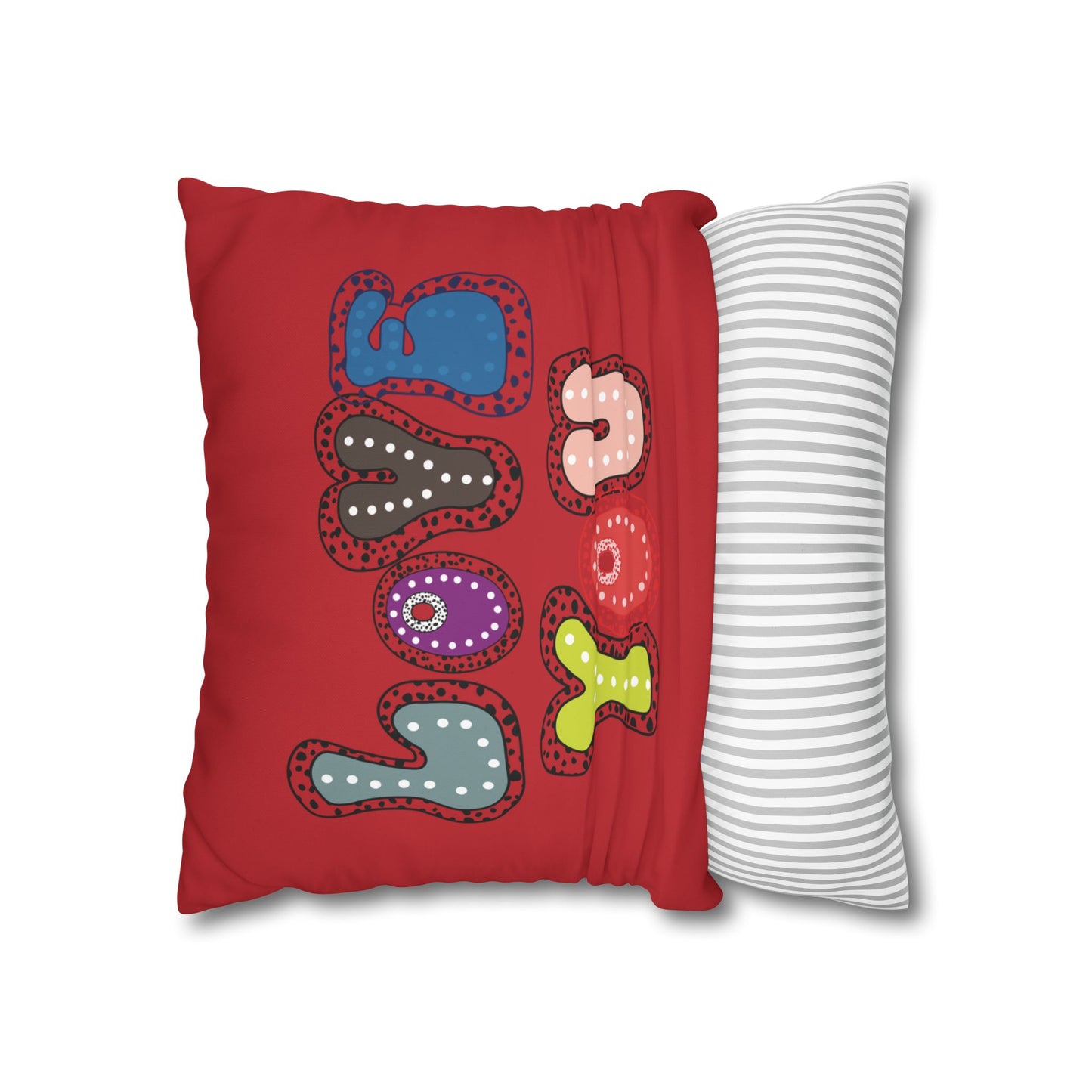 Red LOVE YOU  Butterflies Pillowcase, Colorful Polka Dot Valentines Day Decor, Dragonflies Red Throw Pillow Cover, Double-Sided Pillow Cover