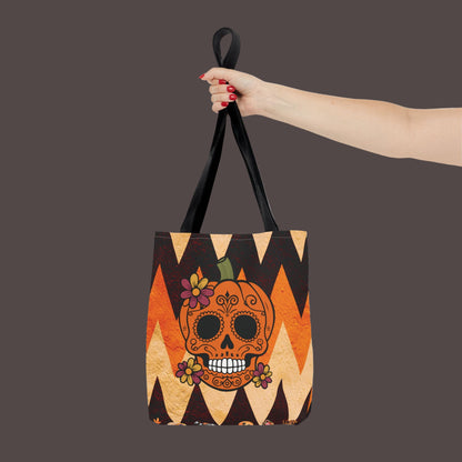 Halloween Pumpkin Skull Canvas Tote Bag