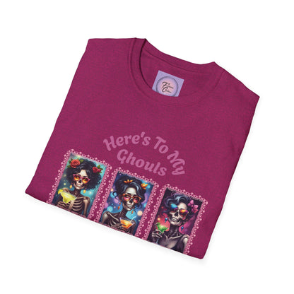 Halloween Ghouls T-Shirt, Day of the Dead Skeleton Shirt, Colorful Sugar Skull Tee, Fiesta Calavera Top, Halloween Skull Graphic T-Shirt Dia de Muertos Party Shirt