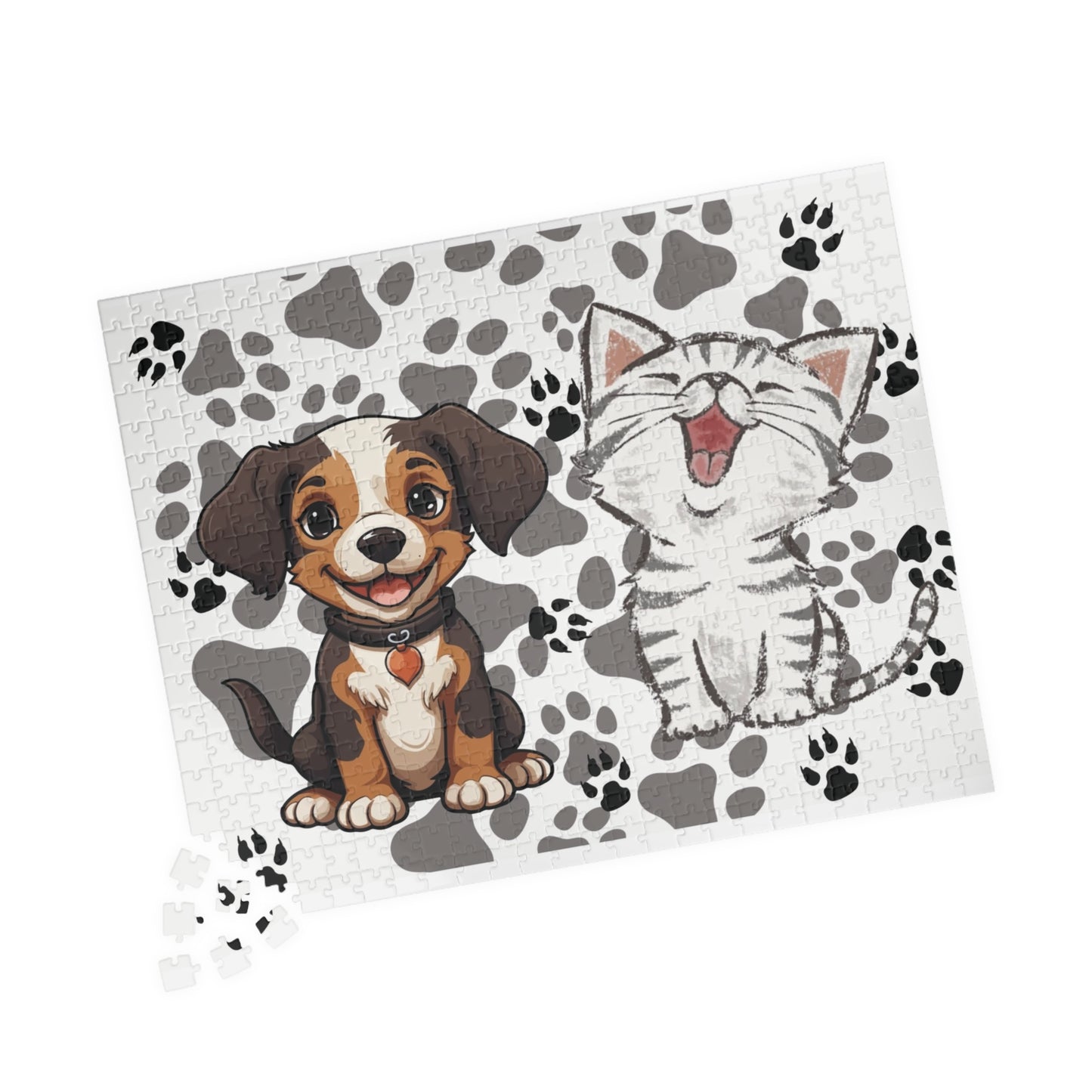 Children Pet Puzzle, Smiling Dog Cat Puzzle, Kids Cat Dog Jigsaw, Dog Cat Puzzle, Fun Animal Jigsaw, Kids Pet Puzzle, Daycare Pet Puzzle.