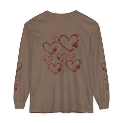 Coffee & Dog Lover Long Sleeve T-Shirt — 'Sweater Heart' Pet Mom Shirt