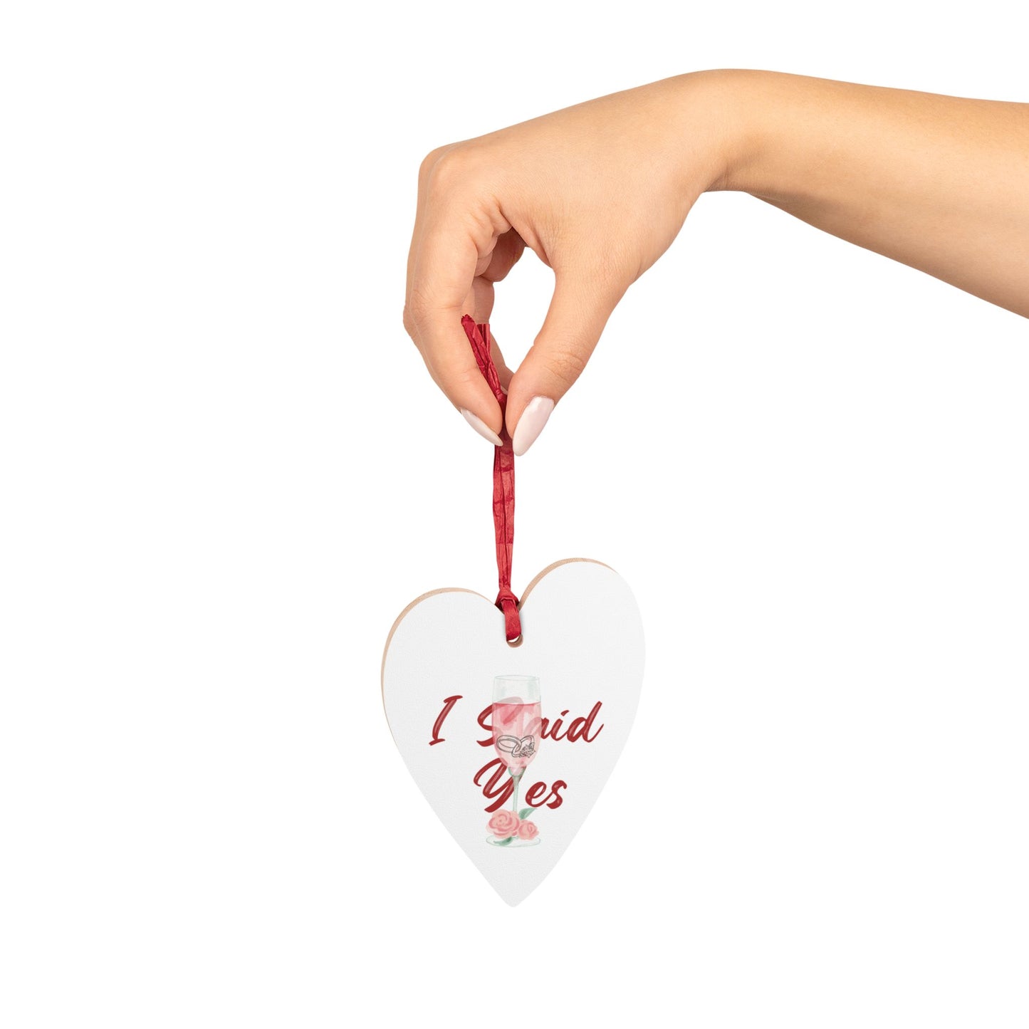 Romantic Engagement Ornament Magnet, Valentine Proposal Keepsake, Cute Holiday Wedding Favor,Wooden Bridal Announcement Gift,Proposal Decor