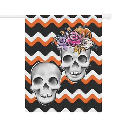 Skull Garden Banner, Spooky Flag Theme, Garden Skull Flag, Skull Lawn Flag, Skull Garden Flag, Day Of The Day Flag, Halloween Garden Flag