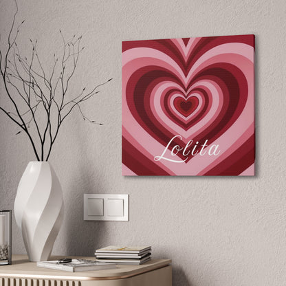 Heart Canvas Wall Art, Love Decor, Personalized Name Sign, Stretched Canvas Print, 0.75 Inch Depth, Customized Heart Design