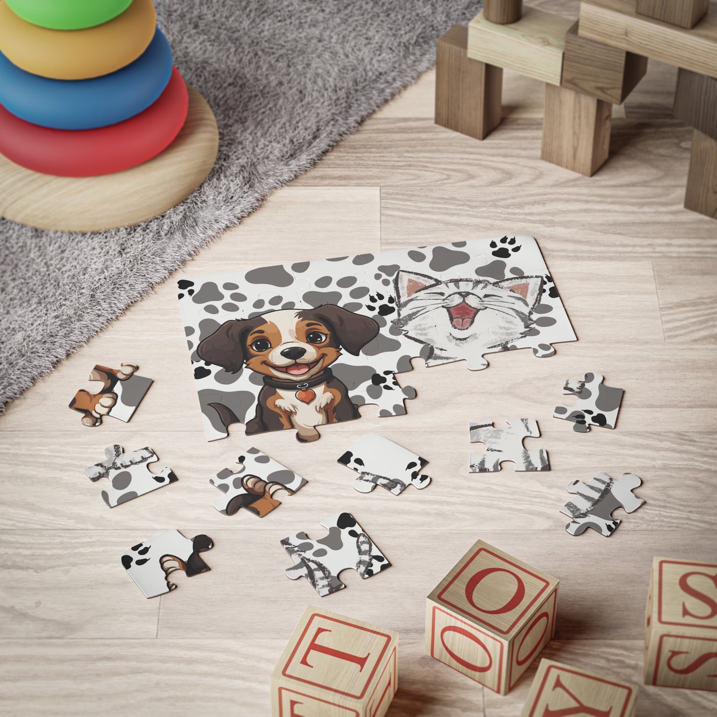 Children Pet Puzzle, Smiling Dog Cat Puzzle, Kids Cat Dog Jigsaw, Dog Cat Puzzle, Fun Animal Jigsaw, Kids Pet Puzzle, Daycare Pet Puzzle.