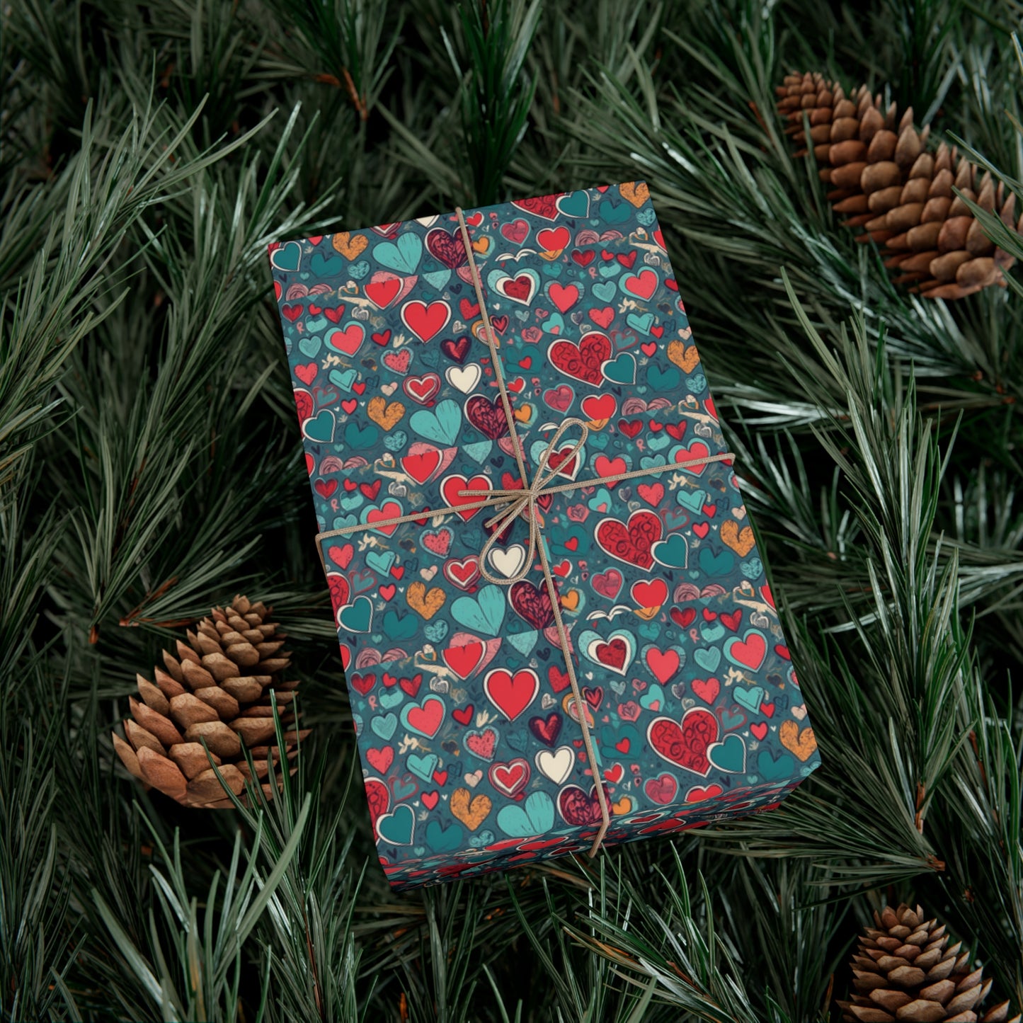 Watercolor Heart Wrapping Paper, Whimsical Love Paper Wrap,