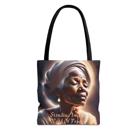 Praying Elderly Woman Tote Bag, African American Prayer Tote, Religious Gift, Inspirational Afrocentric Bag, Black History Month Accessory