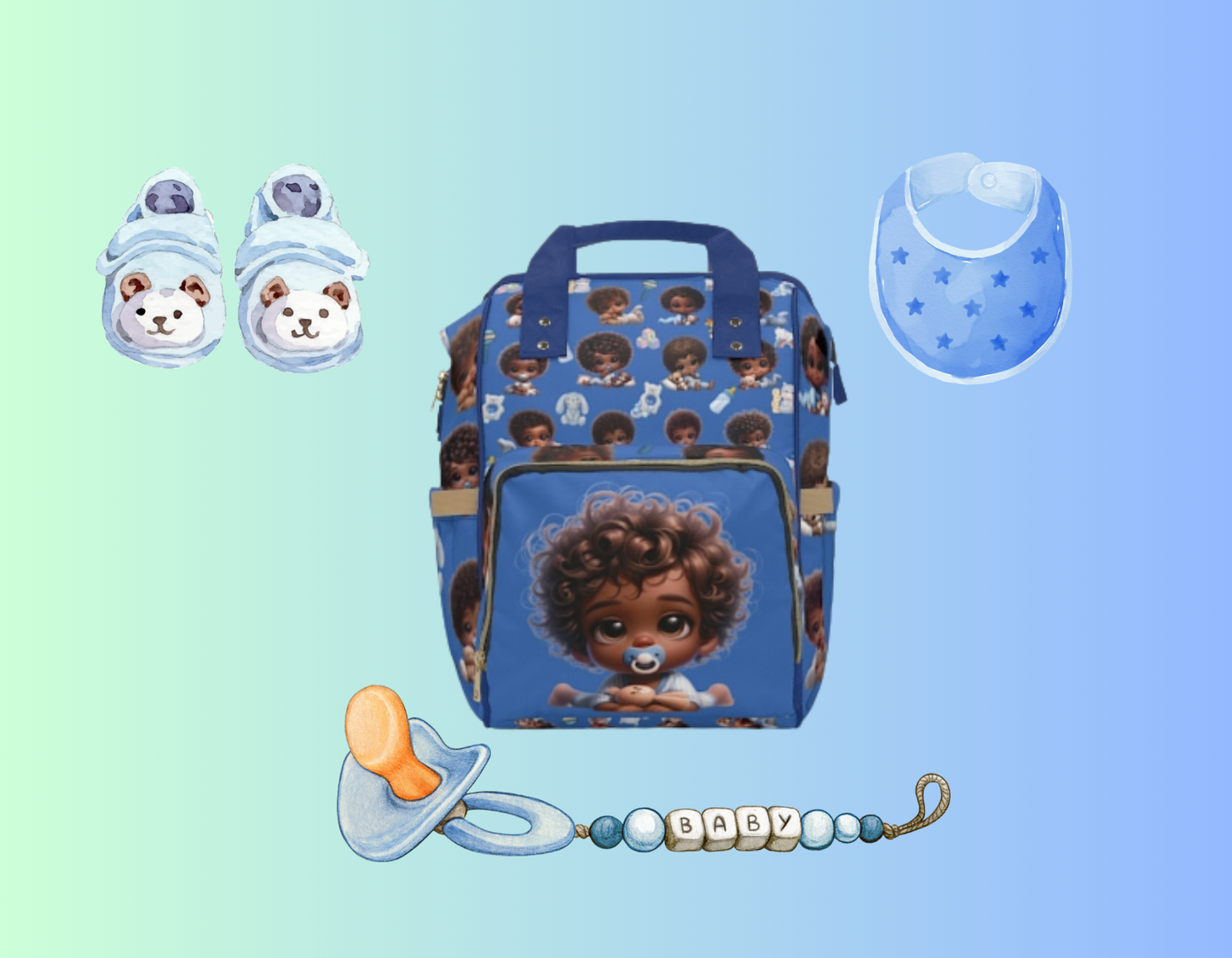 Multifunctional African Baby Boy Diaper Backpack