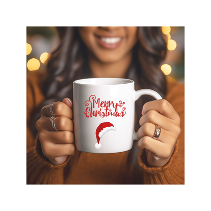 Merry Christmas Santa Hat Mug, Holiday Hat Coffee Mug, Xmas Santa Hat Mug, Santa Hat Coffee Mug, Holiday Santa Hat Mug, Red Hat Mug.