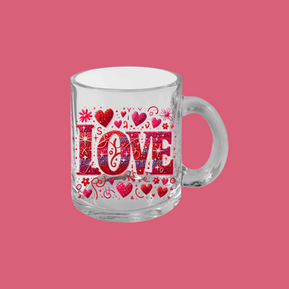 Transparent Valentine Red Heart Glass Mug