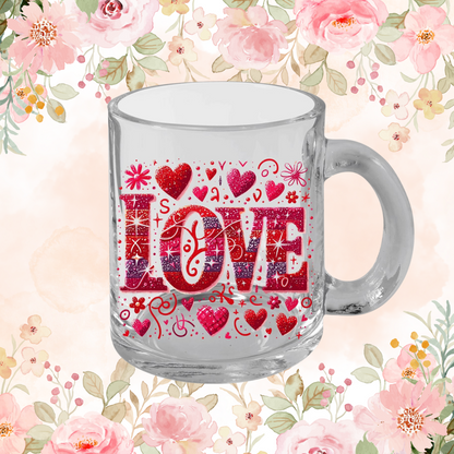 Transparent Valentine Red Heart Glass Mug