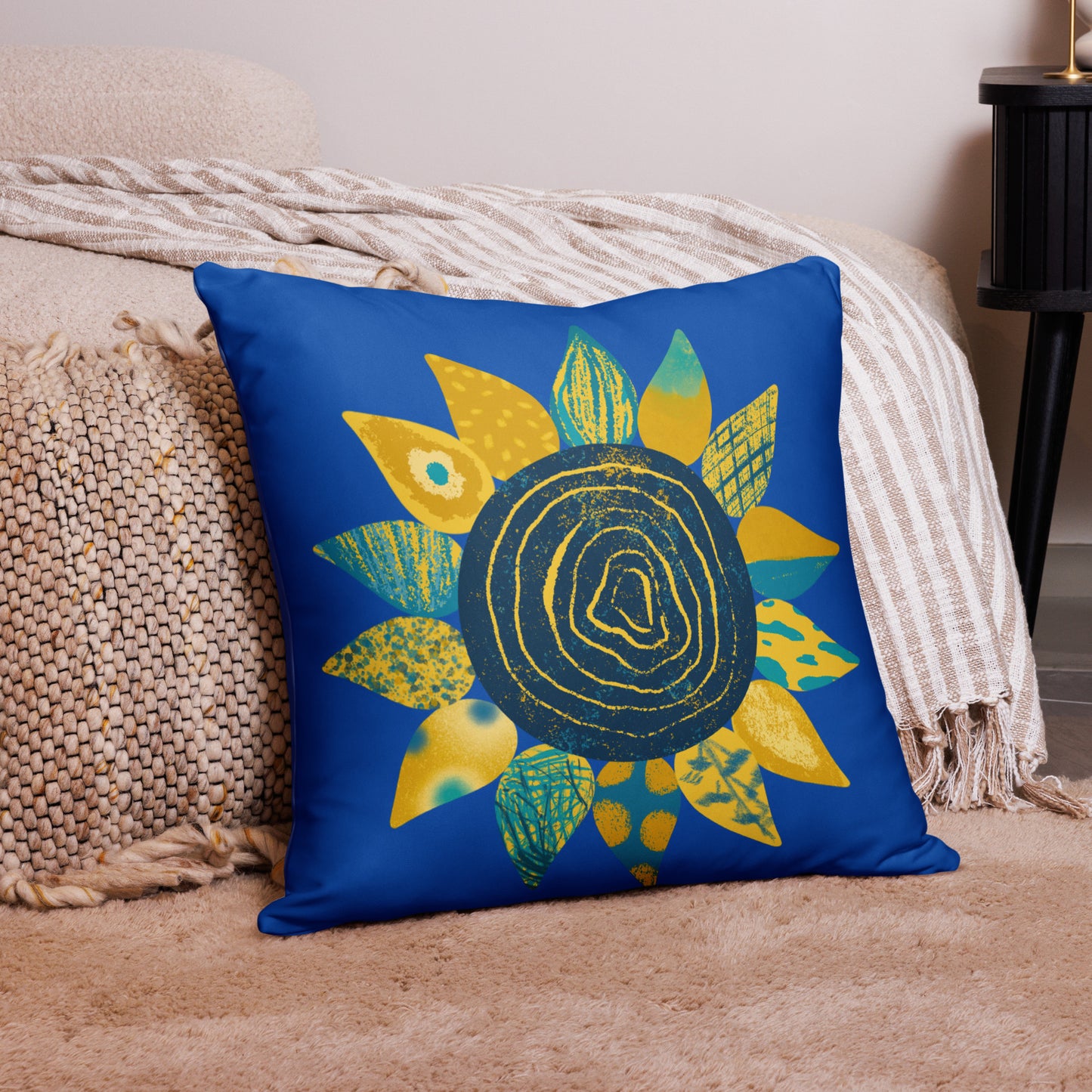 Spiral Color Sunflower Pillow