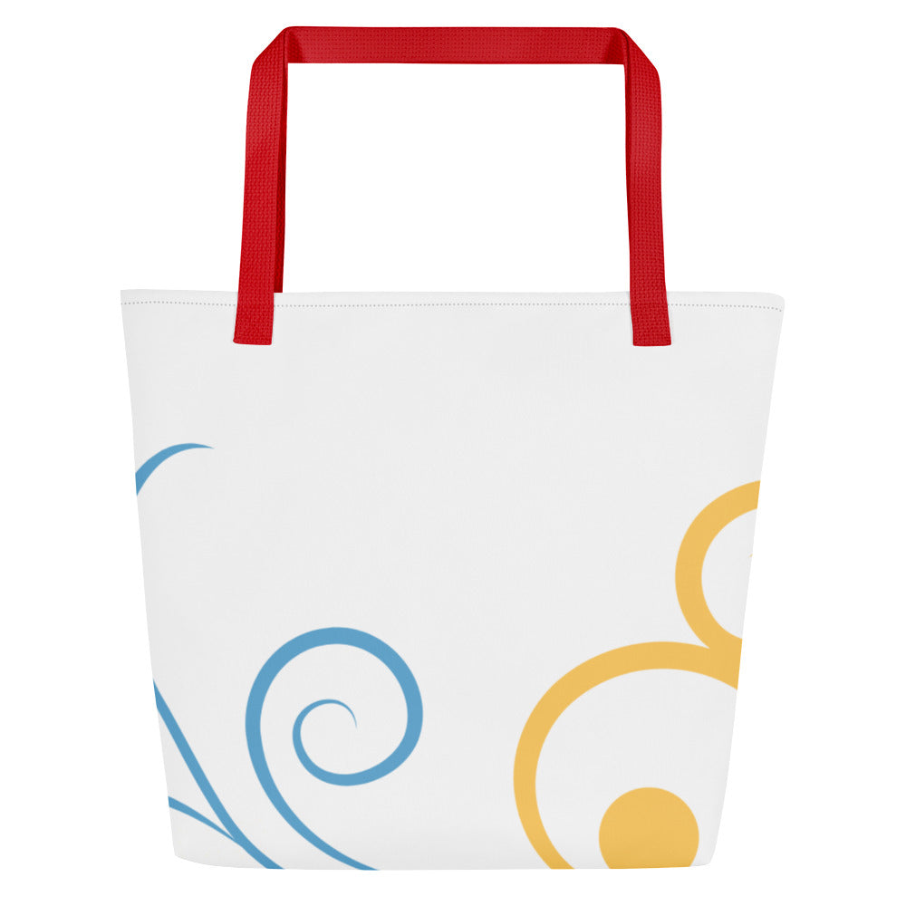 All-Over Colorful Spiral Print Large Tote Bag