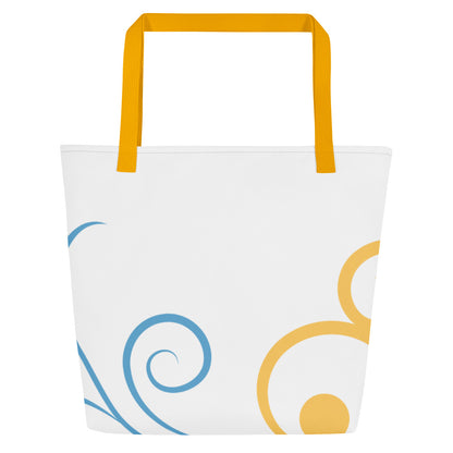 All-Over Colorful Spiral Print Large Tote Bag