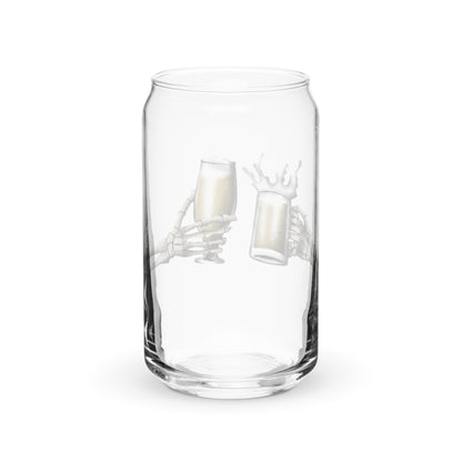 Can-shaped glass with fun graphic