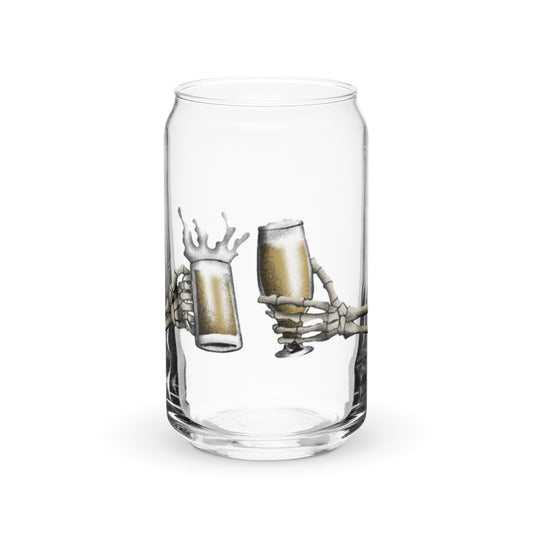 Can-shaped glass with fun graphic