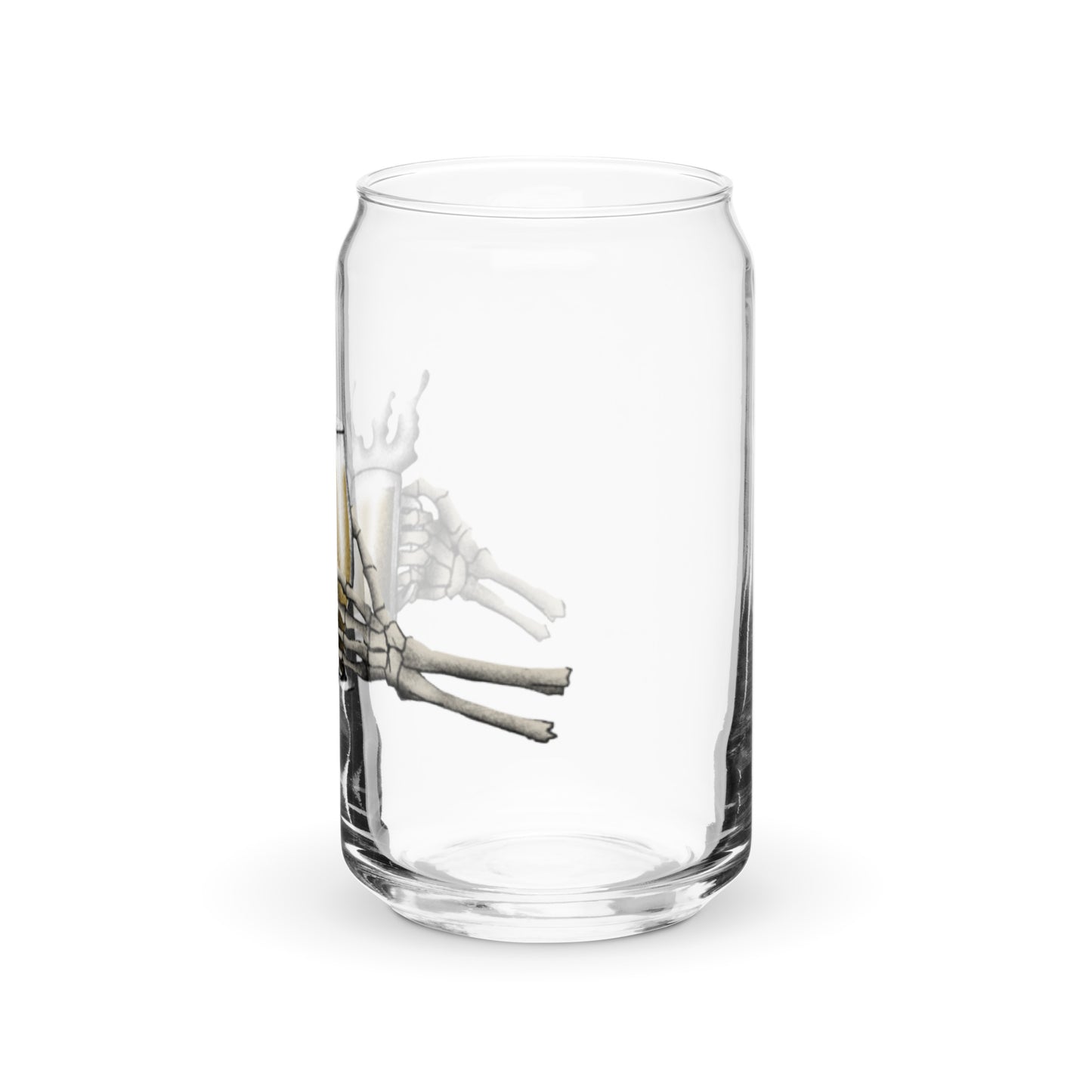 Can-shaped glass with fun graphic