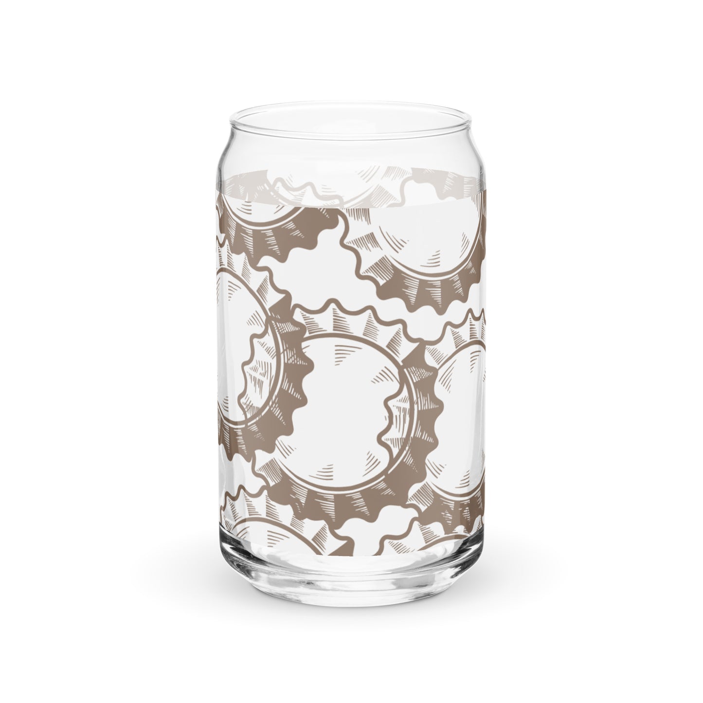 Can-shaped glass with all around graphic