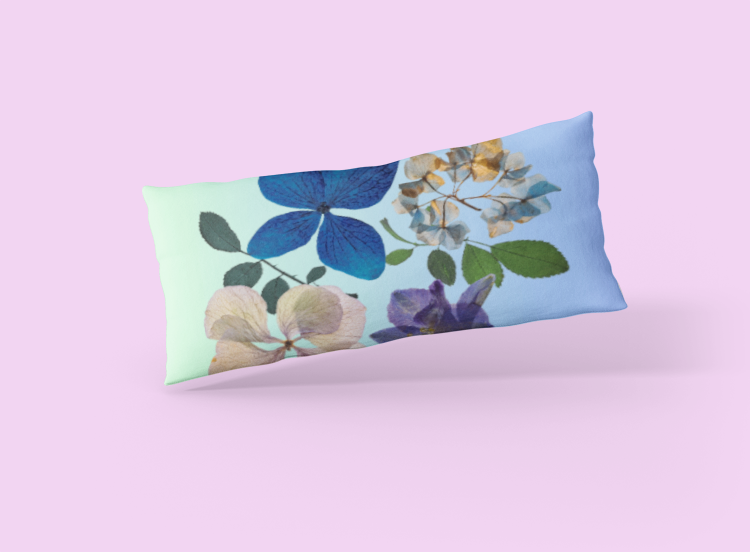 Decorated Floral Pillow, Light Blue Floral Pillow, Cottagecore Wildflower Pillow, Premium Accent Pillows, Wild Flower Designed Pillow.