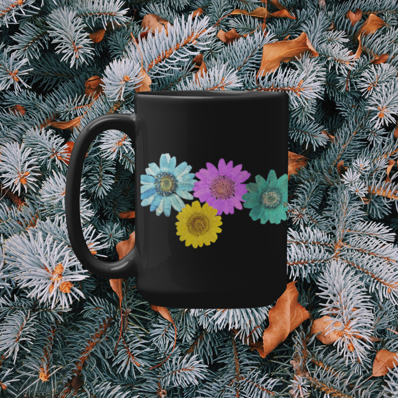 Black Colorful Daisy Mug