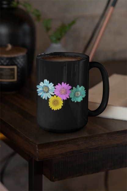 Black Colorful Daisy Mug