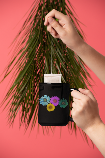 Black Colorful Daisy Mug