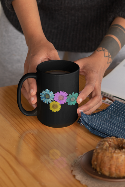 Black Colorful Daisy Mug